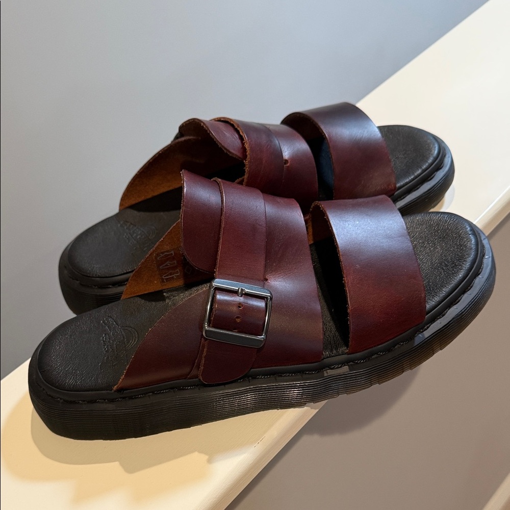 Dr. Martens Men's Double-Strap Slide Sandals - Burgundy Leather - Picture 5 of 7